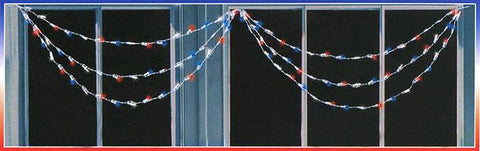 Set of 105 Red, White & Blue Twinkling 4th of July Mini Swag Lights - White Wire