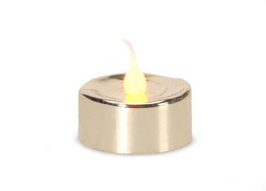 3 LED Lighted Battery Operated Flicker Flame Gold Christmas Tea Light Candles