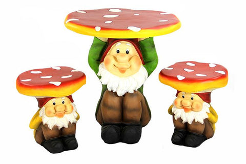 3-Piece Jolly Gnome Table and Chair Novelty Garden Furniture Set