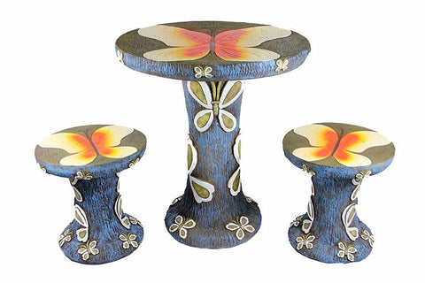 3-Piece Butterfly Table and Chair Novelty Garden Patio Furniture Set