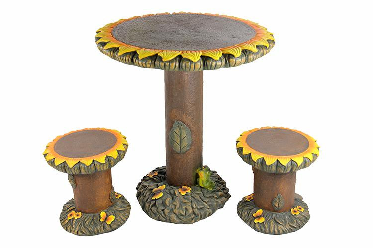 3-Piece Sunflower Table and Chair Novelty Garden Patio Furniture Set