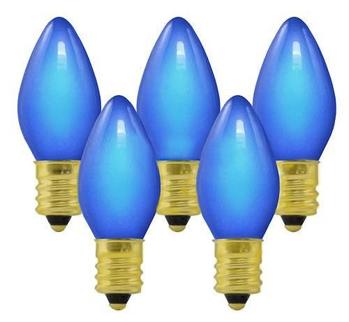 Pack of 4 Opaque Blue C7 Christmas Replacement Light Bulbs 5 Watt