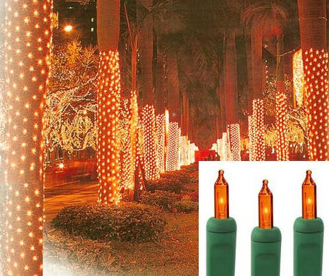 2' x 8' Orange Amber LED Net Style Tree Trunk Wrap Christmas Lights - Green Wire