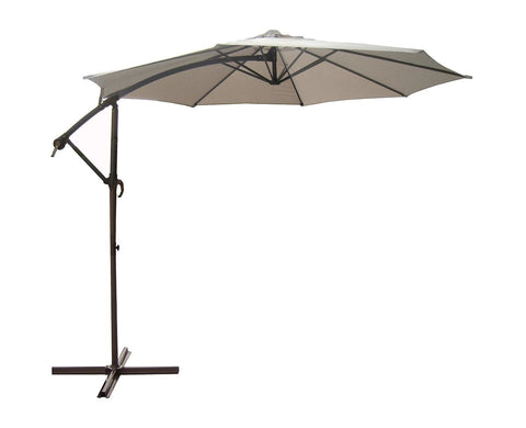 10' Outdoor Patio Off-Set Umbrella Zinc Alloy Crank and Tilt - Beige and Brown