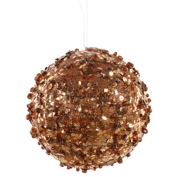 Copper Sparkle Kissing Christmas Ball Ornament 4" (100mm)