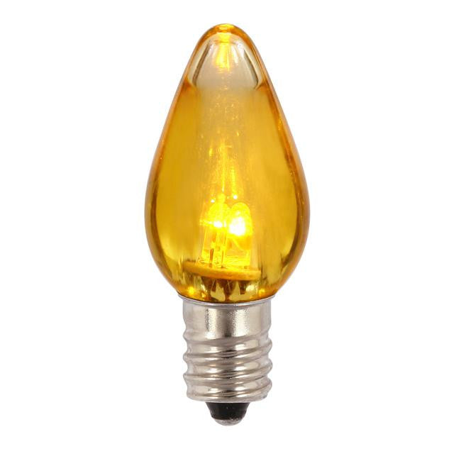 Pack of 25 Yellow Amber LED Transparent Twinkle C7 Christmas Replacement Bulbs