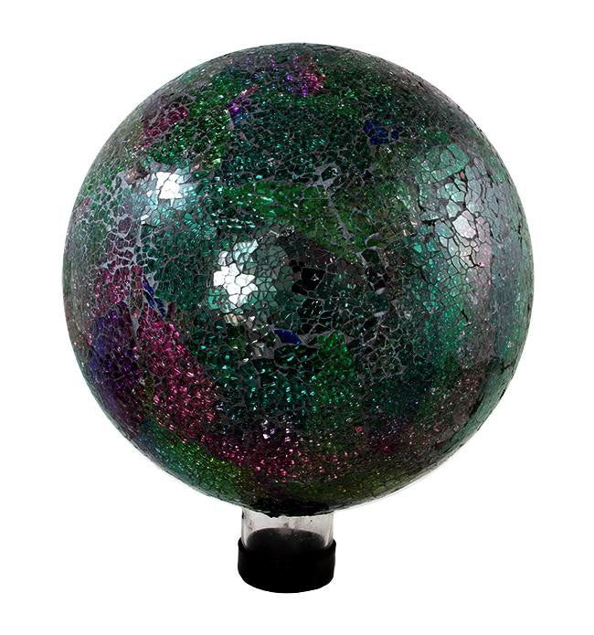 10" Green, Pink and Purple Mosaic Glass Outdoor Patio Garden Gazing Ball