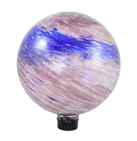 10" Dusky Rose Pink and Blue Swirled Glass Outdoor Patio Garden Gazing Ball