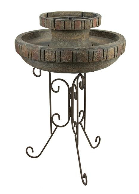 30.5" Solar Powered Rustic Earth Tone Outdoor Garden Water Fountain