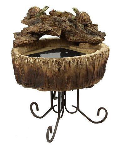 18" Solar Powered Turtles on A Log Outdoor Garden Water Fountain