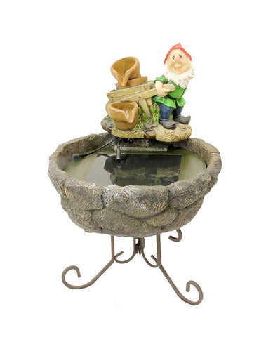 21" Solar Powered Farmer Gnome Outdoor Garden Water Fountain