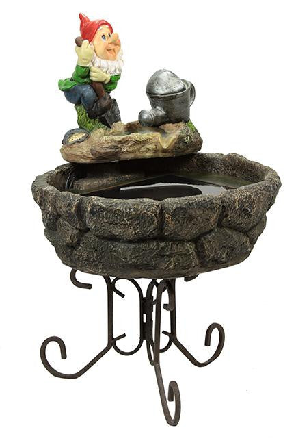 22" Solar Powered Spring Gardening Gnome Outdoor Water Fountain