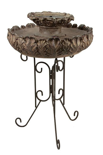 30" Solar Powered Floral Earth Tone Outdoor Garden Water Fountain