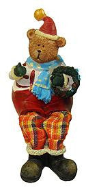 5.5" Multi-Color Sitting Teddy Bear W-Red Santa Hat Christmas Table Top Figure