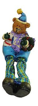 Blue Plaid Sitting Teddy Bear Christmas Table Top Figure 5.5"