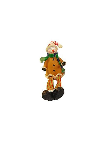 5.5" Festive Yellow and Plaid Sitting Snowman Christmas Table Top Figure