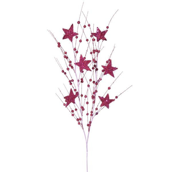 Pack of 6 Fuschia Pink Sparkling Glitter Berry Star Christmas Spray Picks 32"