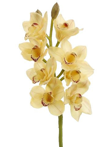 Pack of 6 Artificial Soft Yellow Cymbidium Orchid Silk Flower Sprays 28.5"