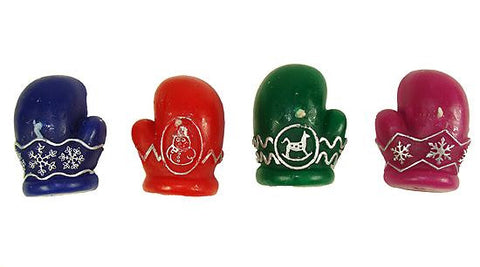 Pack of 4 Colorful Mittens Floating Christmas Candles 2.5"