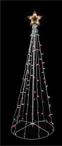 6' Red and Green Lighted Outdoor Twinkling Christmas Tree Yard Art Decoration