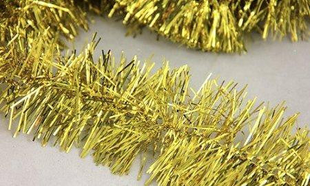 50' Festive Shiny Gold Christmas Foil Tinsel Garland - Unlit