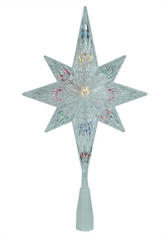 11" Lighted Clear Faceted Bethlehem Star Christmas Tree Topper - Multi Lights