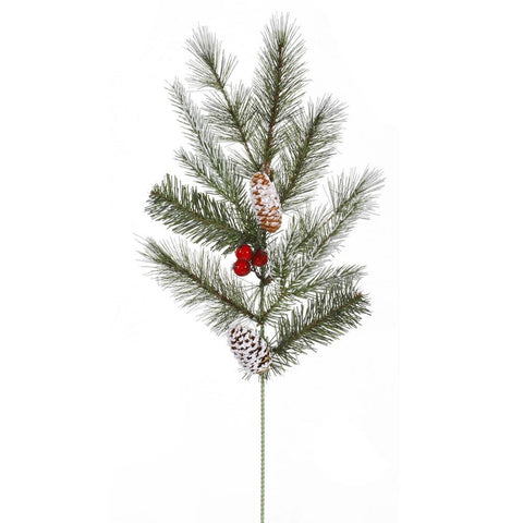 24" Frosted Pine Cone and Berry Artificial Christmas Craft Pick