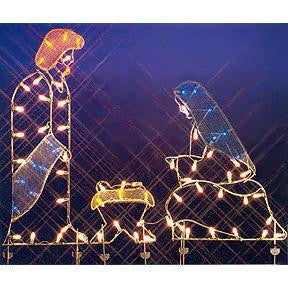 68" Holy Family Nativity Silhouette Lighted Wire Frame Christmas Yard Art