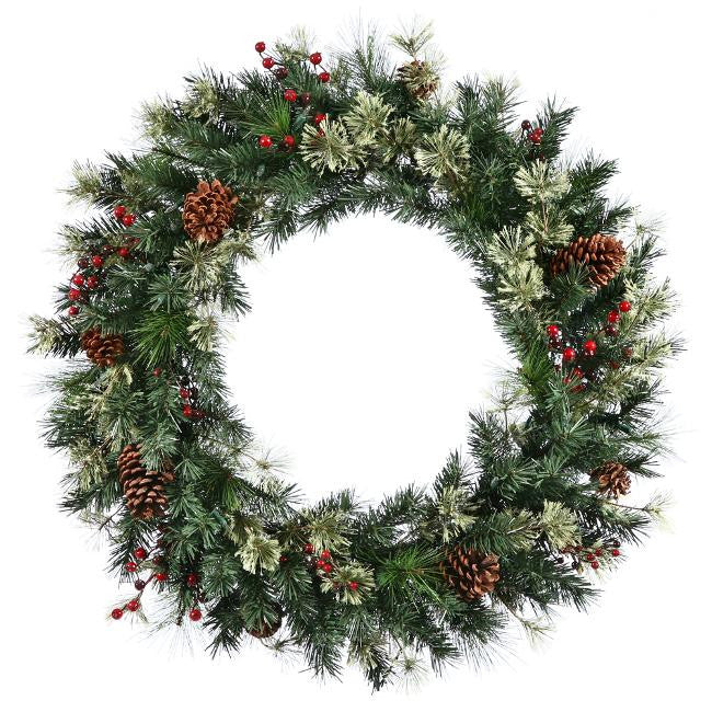 24" Nisswa Berry Pine w- Pine Cones Artificial Christmas Wreath - Unlit