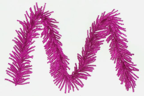 9' x 10" Sparkling Fuschia Pink Tinsel Artificial Christmas Garland - Unlit