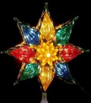 8" Lighted Multi-Color Crystal 8-Point Star Christmas Tree Topper - Clear Lights