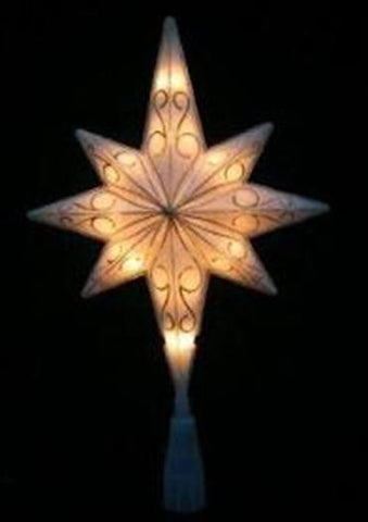 11" LED Lighted White Glittered Bethlehem Star Christmas Tree Topper - Clear