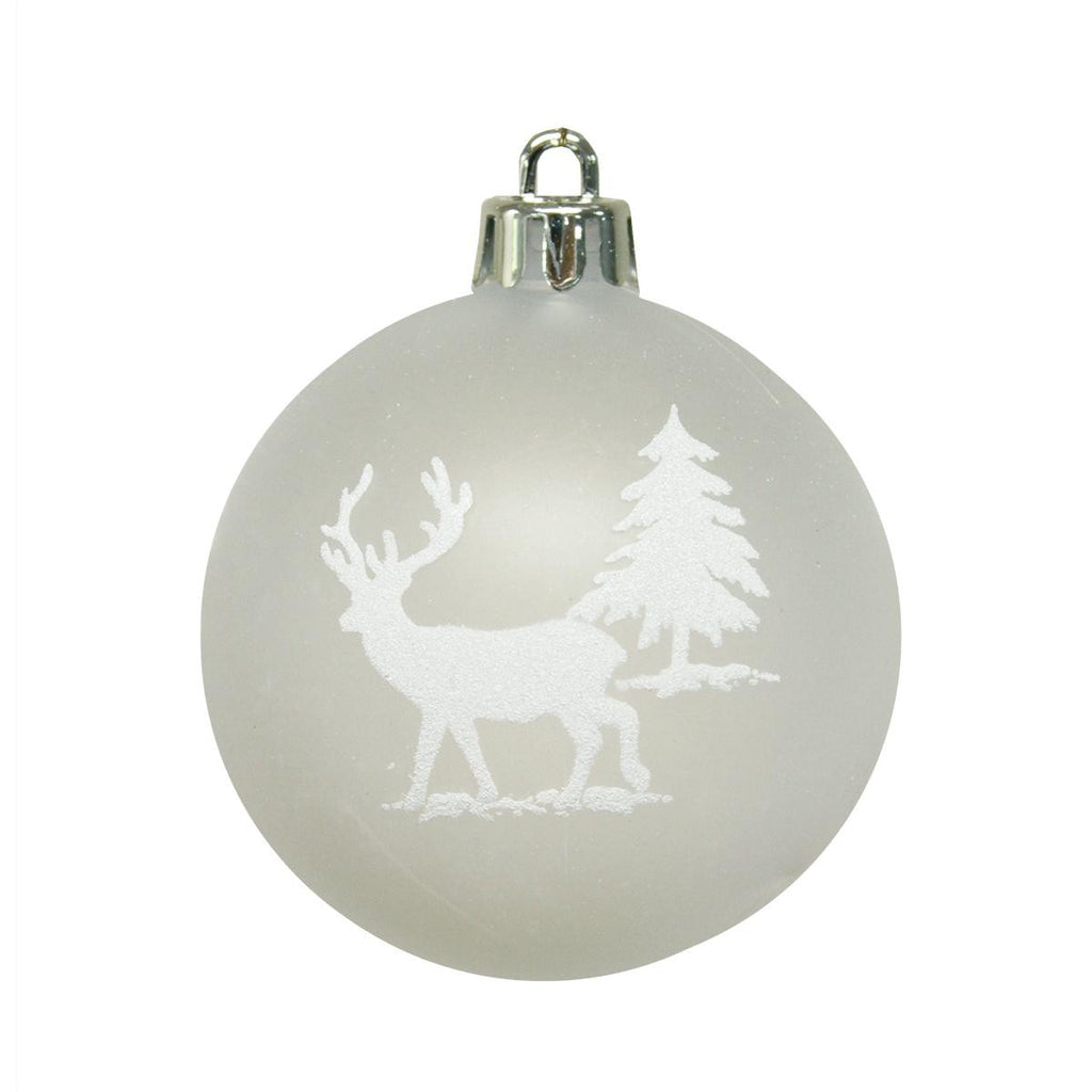 4ct Clear Frost Shatterproof Deer Christmas Ball Ornaments 2.75" (70mm)