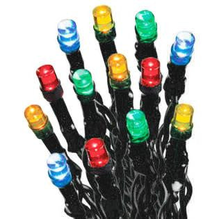 Set of 48 Multi LED Battery Operated 8-Function Christmas Lights - Black Wire