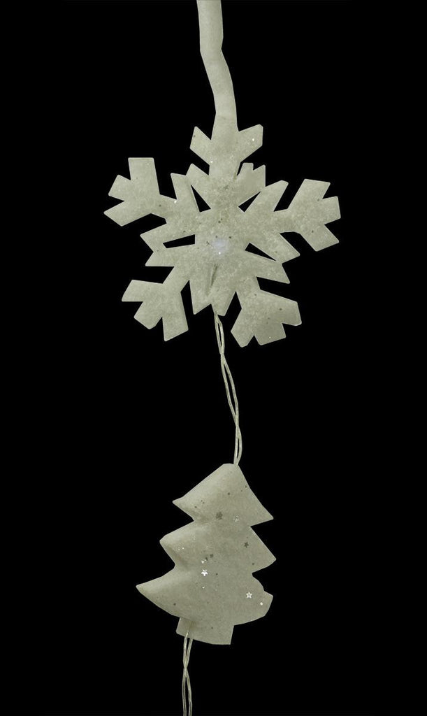 Set of 12 Battery Operated LED Snowflake and Tree Christmas Lights - Clear Wire