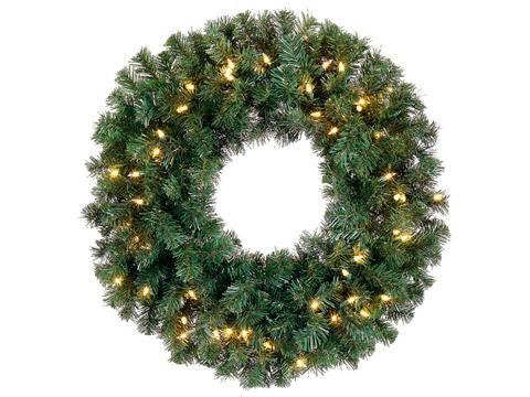 24" Pre-Lit Deluxe Windsor Pine Artificial Christmas Wreath - Clear Lights