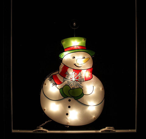 16.5" Lighted Holographic Snowman Christmas Window Silhouette Decoration