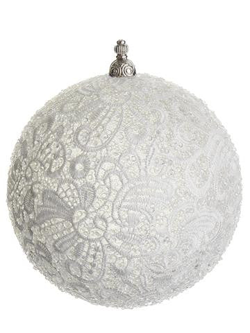 Sparkling Whites Beaded Lace Christmas Ball Ornament 4.75" (120mm)