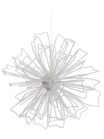 6" Sparkling Whites Glittered Starburst Christmas Ornament