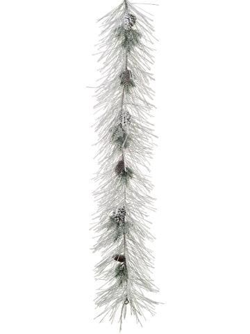 6' Flocked Long Needle Pine & Pine Cone Artificial Christmas Garland - Unlit