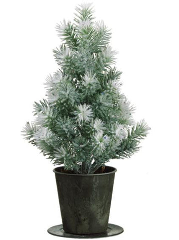 15" Potted Laser Flocked Angel Pine Christmas Tree - Unlit