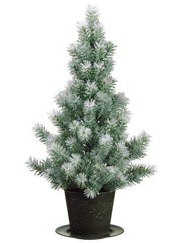 23" Potted Laser Flocked Angel Pine Christmas Tree - Unlit