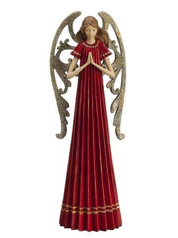 12.5" Embellished Heavenly Praying Red Angel Christmas Table Top Figure