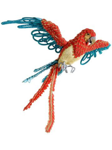 32" Life-Size Tropical Paradise Blue and Orange Flying Parrot Bird