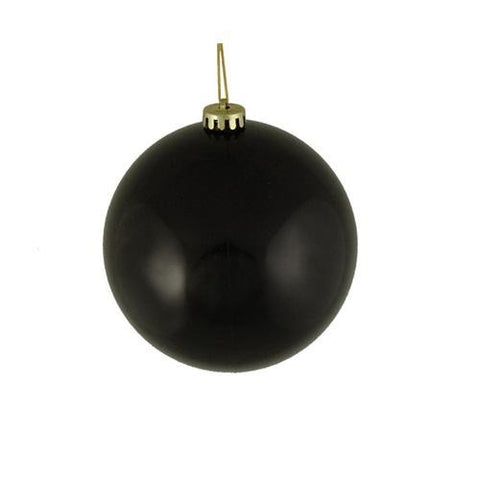 Shiny Jet Black Shatterproof Christmas Ball Ornament 4" (100mm)