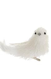 4.5" Tell a Story Winter White Glittered Bird Clip-On Christmas Figure Ornament