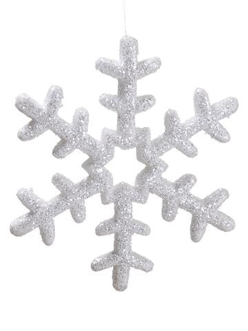 8" Sparkling Whites Glitter Embellished Snowflake Christmas Ornament