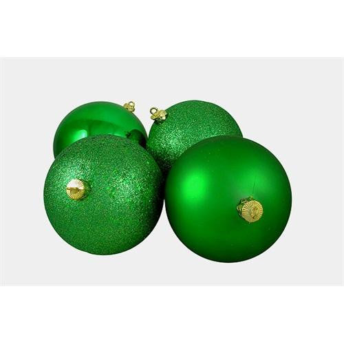 4ct Xmas Green 4-Finish Shatterproof Christmas Ball Ornaments 10" (250mm)