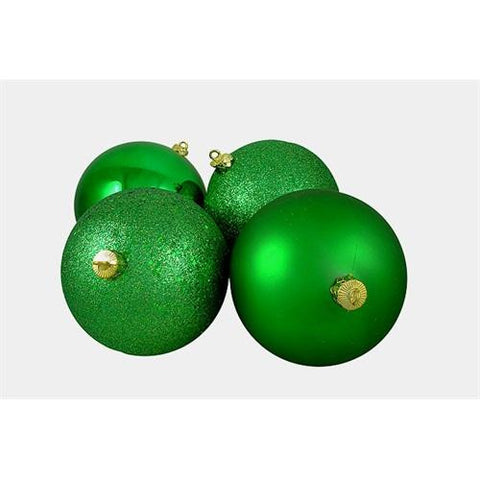 4ct Xmas Green 4-Finish Shatterproof Christmas Ball Ornaments 10" (250mm)