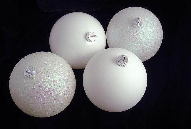 4ct Winter White 4-Finish Shatterproof Christmas Ball Ornaments 10" (250mm)